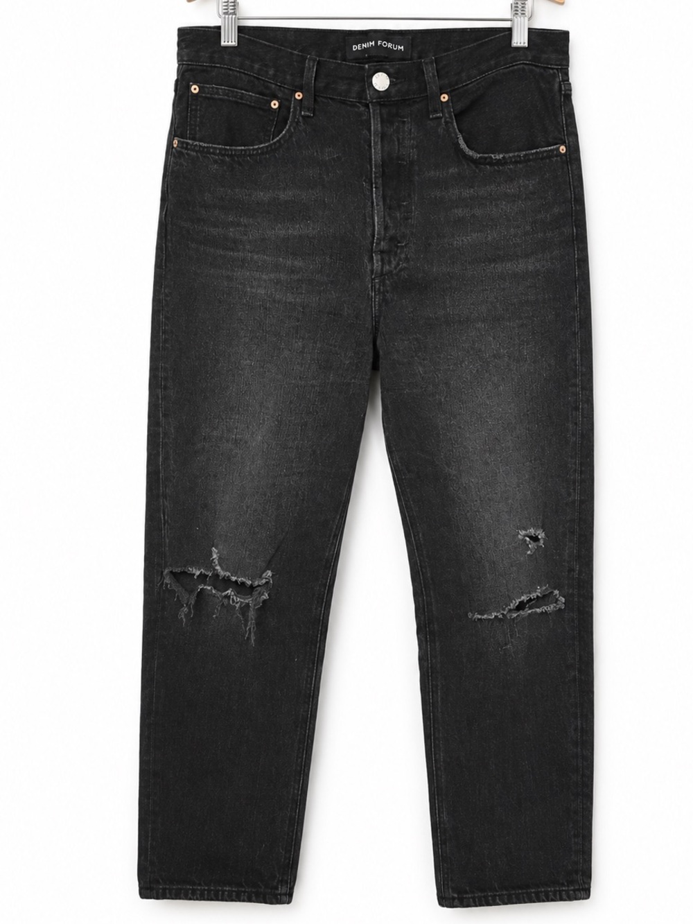 Denim Forum The Joni High Rise Loose Jeans Black Distressed 31 Aritzia